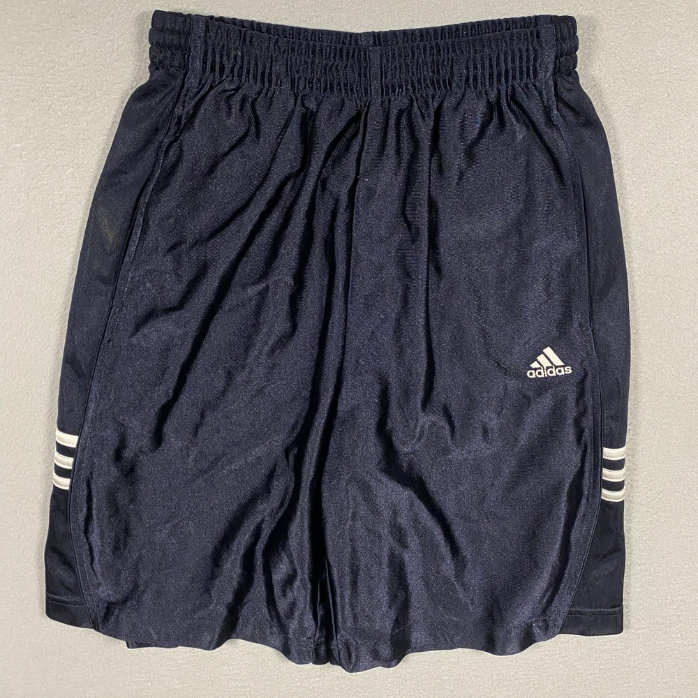 Y2K Adidas Soccer Shorts Mens Large Navy Blue 3-Stripe Athletic ARB001 234386